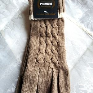 Long knit winter gloves